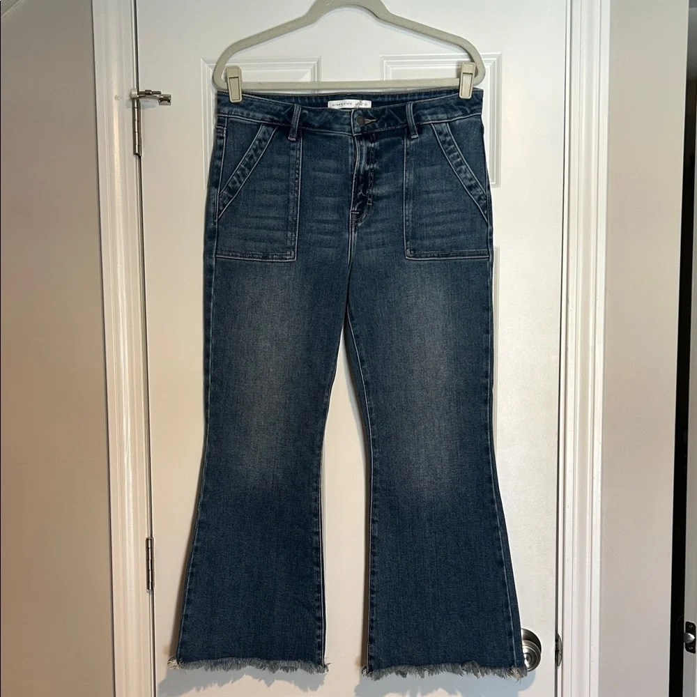 Altar'd State Cropped Bootcut Distressed Hem Jean Women's Size 12 / 31 - Picture 1 of 6